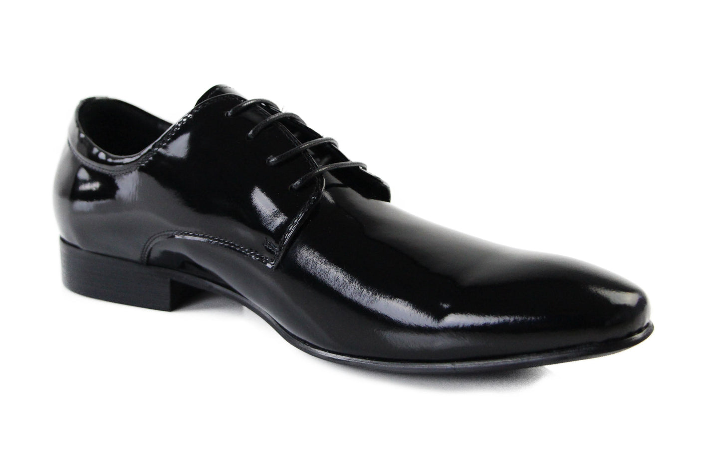 Mens Zasel Bond Patent Black Shiny Leather Lace Up Shoes-1