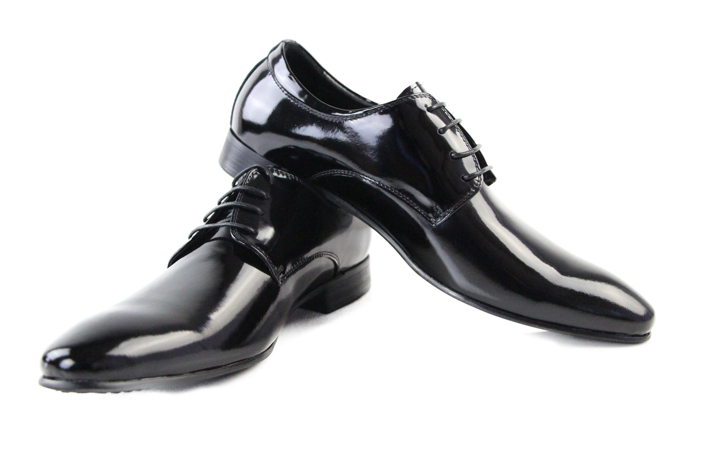 Mens Zasel Bond Patent Black Shiny Leather Lace Up Shoes-2