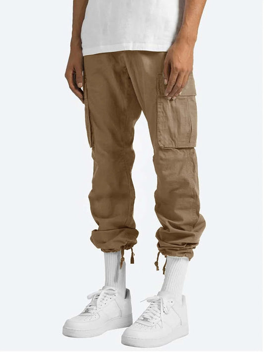 Casual Trousers - Solid Color Cargo Pocket
