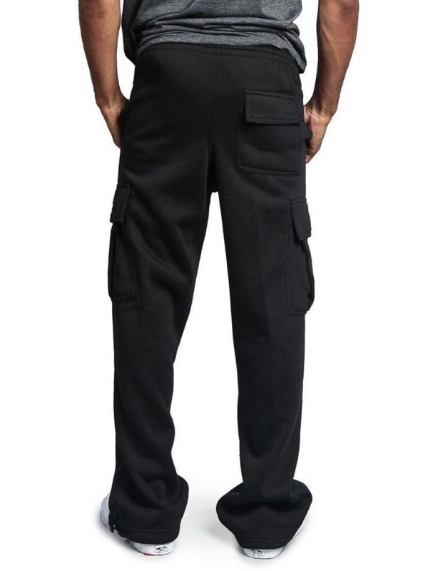 Multi-pocket Loose Fit Cargo Pants - Solid Color Elastic Waist