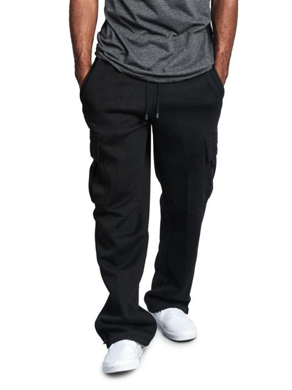 Multi-pocket Loose Fit Cargo Pants - Solid Color Elastic Waist