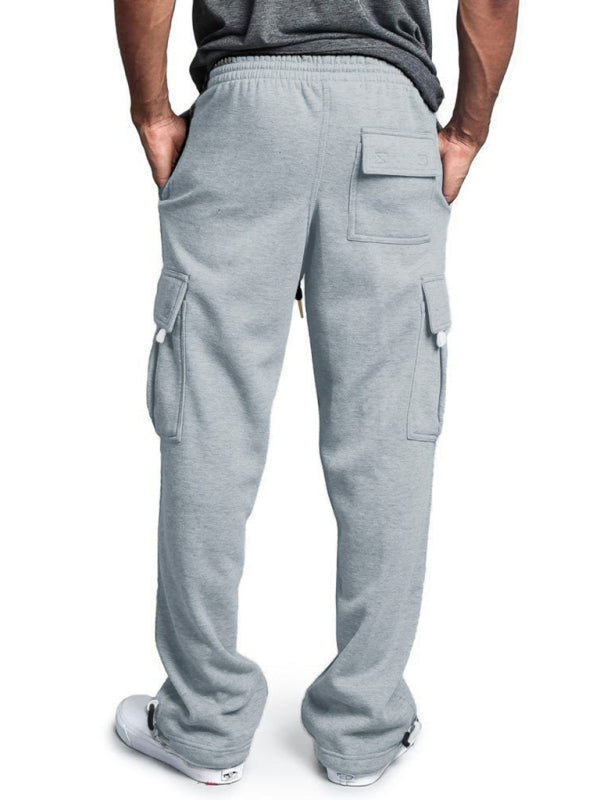 Multi-pocket Loose Fit Cargo Pants - Solid Color Elastic Waist