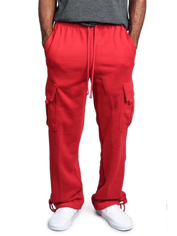 Multi-pocket Loose Fit Cargo Pants - Solid Color Elastic Waist