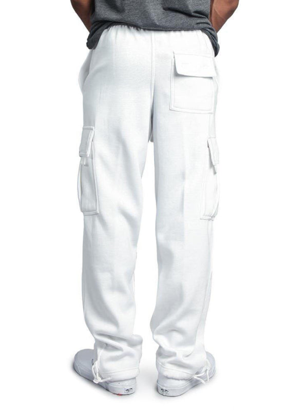 Multi-pocket Loose Fit Cargo Pants - Solid Color Elastic Waist