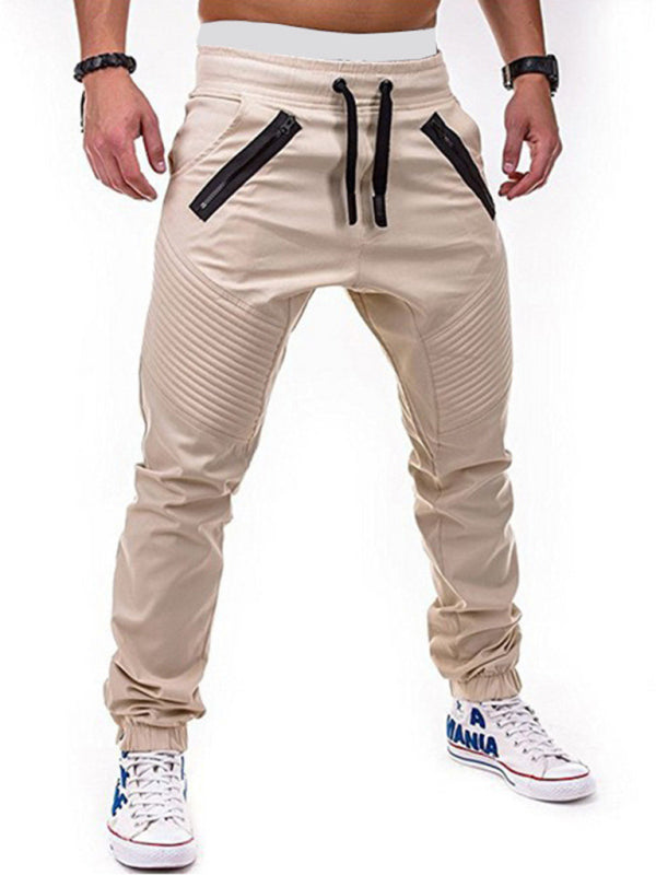 Casual Pants - Contrasting color Zipped Loose-fitting