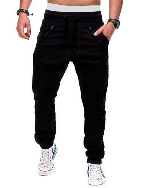 Casual Pants - Contrasting color Zipped Loose-fitting