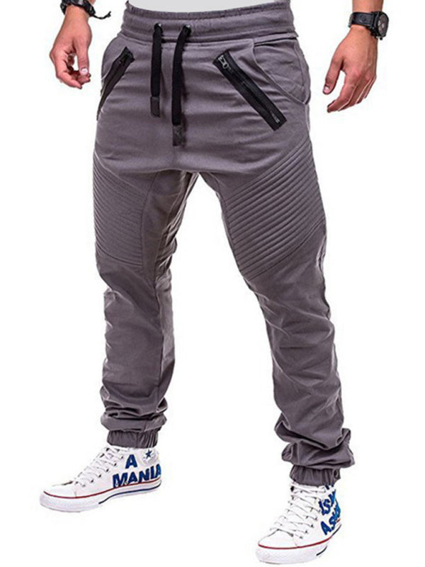 Casual Pants - Contrasting color Zipped Loose-fitting