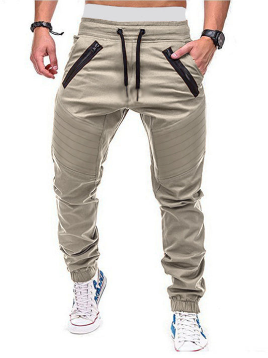 Casual Pants - Contrasting color Zipped Loose-fitting