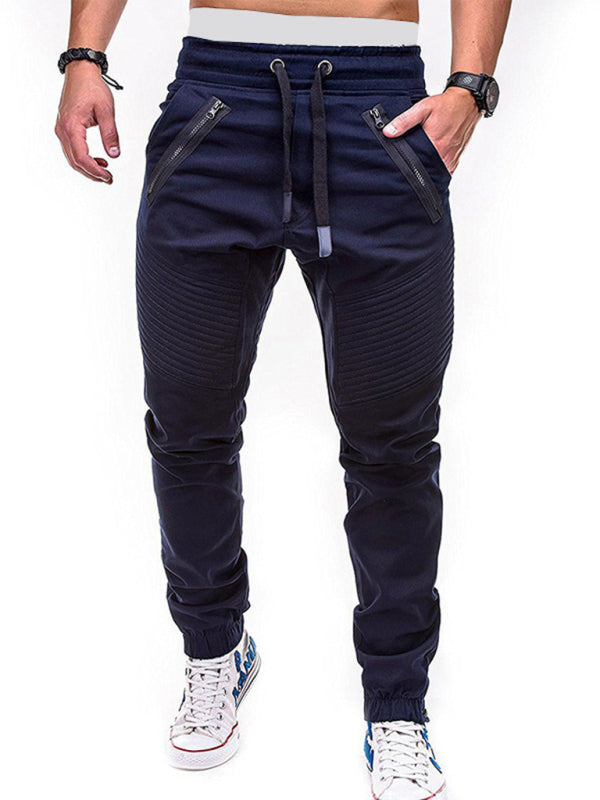Casual Pants - Contrasting color Zipped Loose-fitting