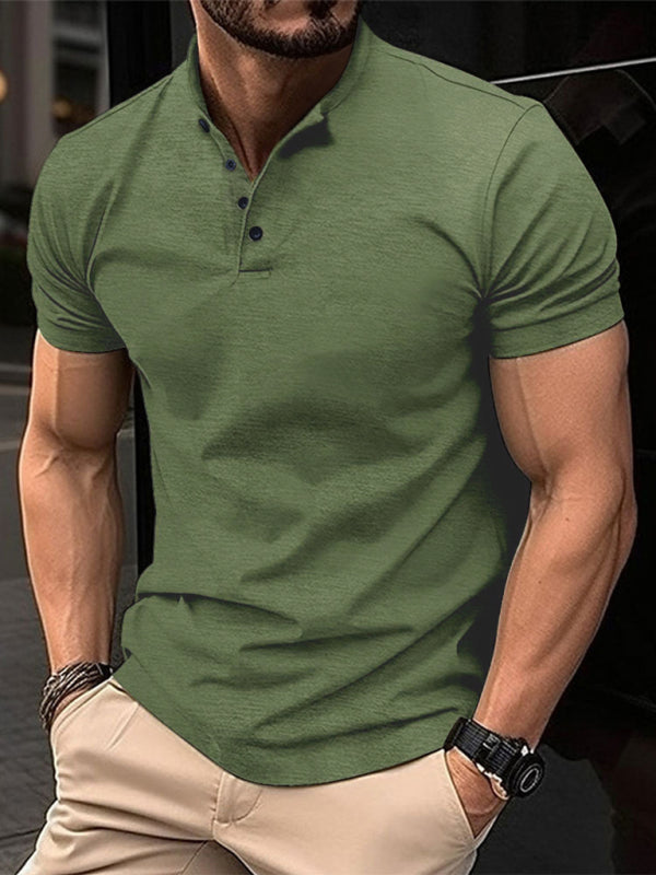 Polo Shirt - Button Henley Collar Sports