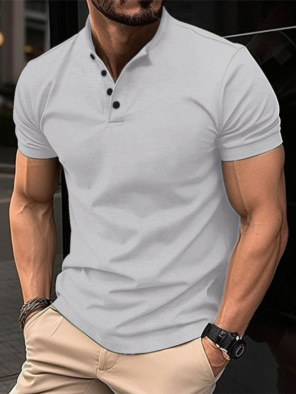 Polo Shirt - Button Henley Collar Sports