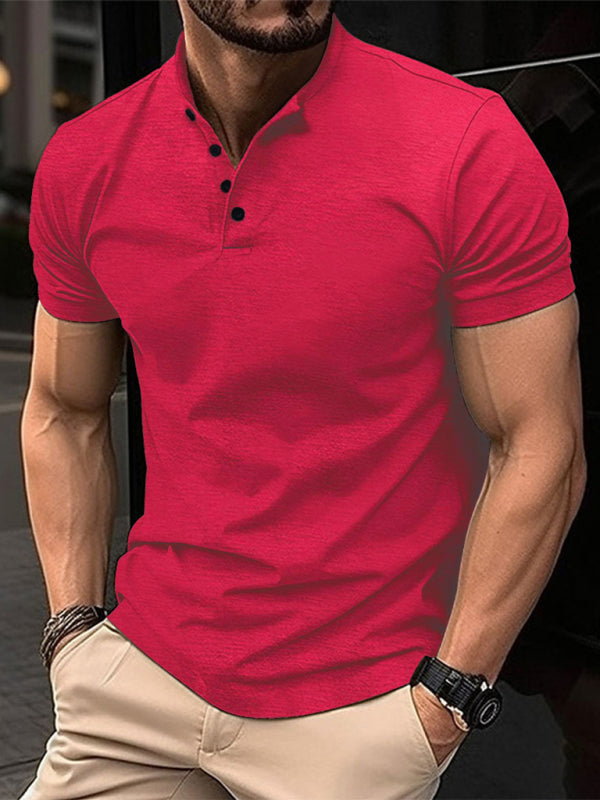 Polo Shirt - Button Henley Collar Sports