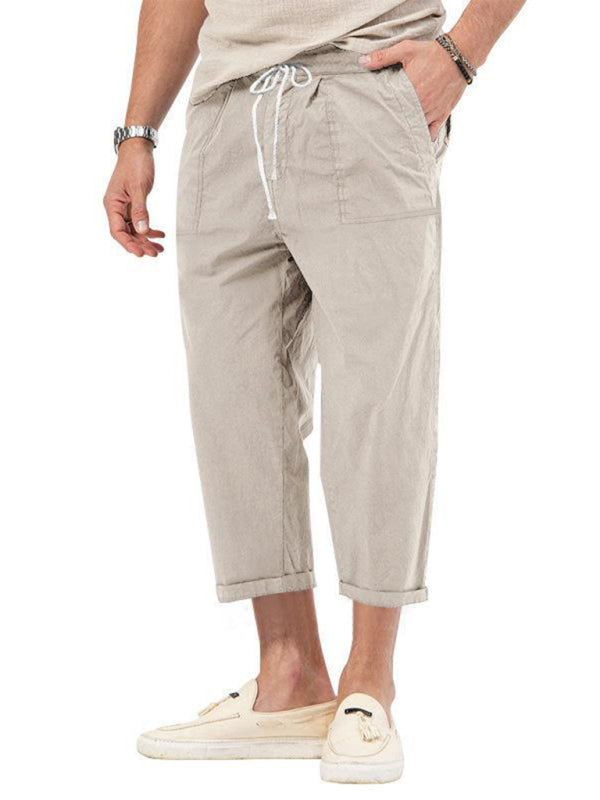 Casual Cropped Pants - Solid Color Basic Straight