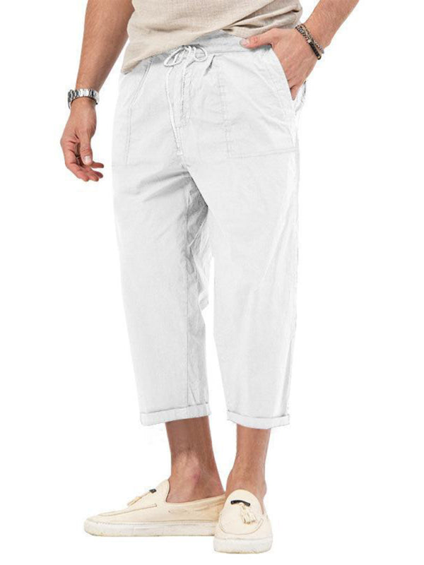 Casual Cropped Pants - Solid Color Basic Straight