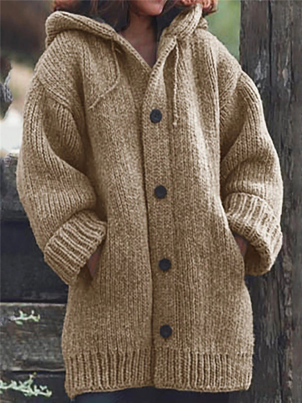 Cardigans - Loose Warm Hooded Sweater