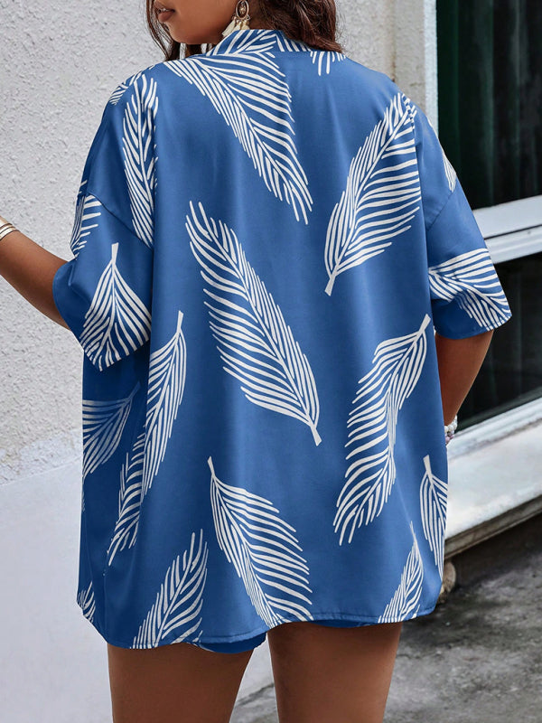Stylish Printed Resort Cardigan and Shorts Set