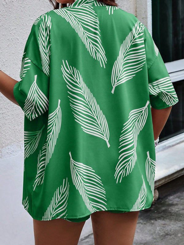Stylish Printed Resort Cardigan and Shorts Set