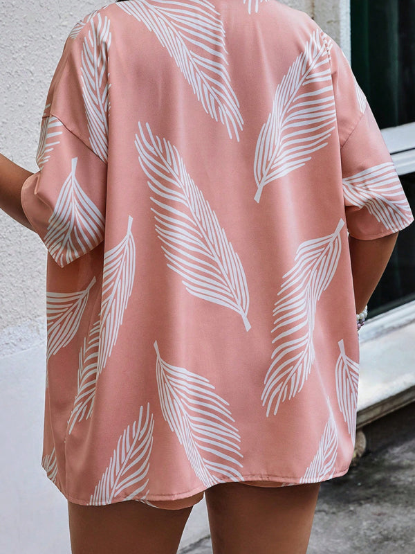 Stylish Printed Resort Cardigan and Shorts Set