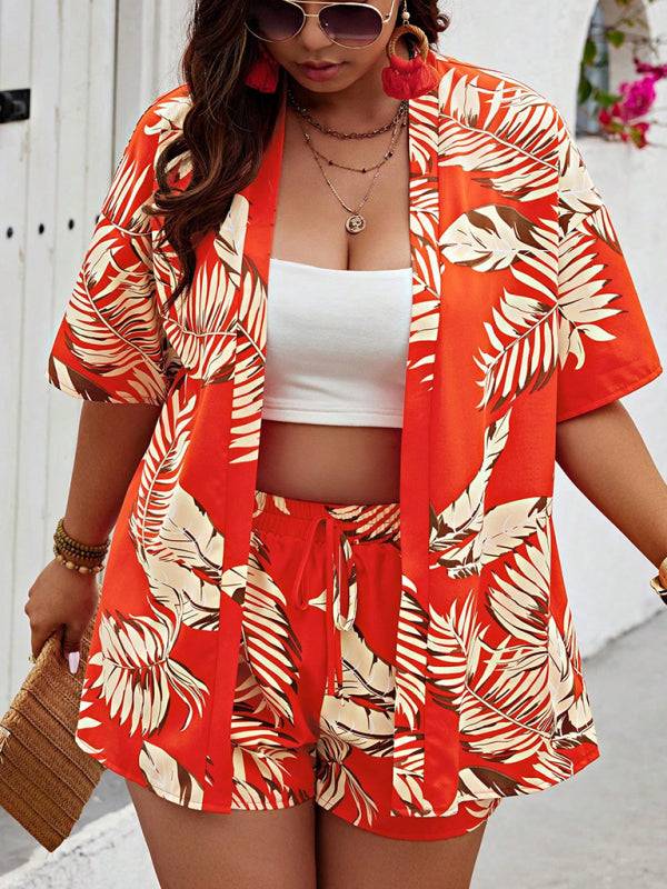 Stylish Printed Resort Cardigan and Shorts Set