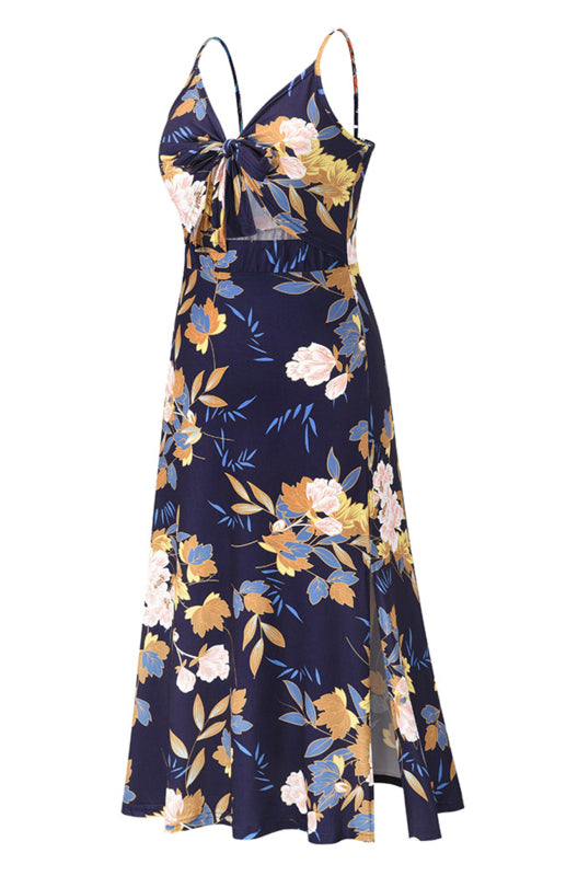 Floral Sling Slim Print Long Dress