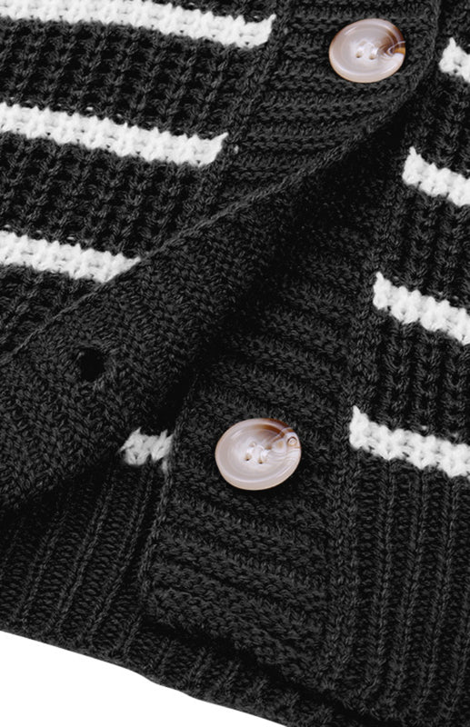 Ladies Casual Fashion Ladies Cropped Striped Cardigan
