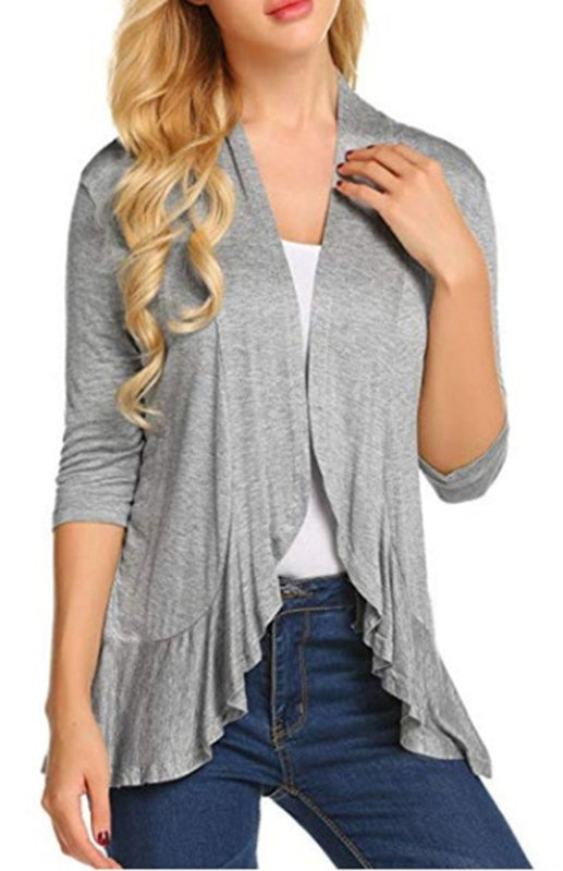 Ladies Casual Fashion Solid Color Cardigan Top