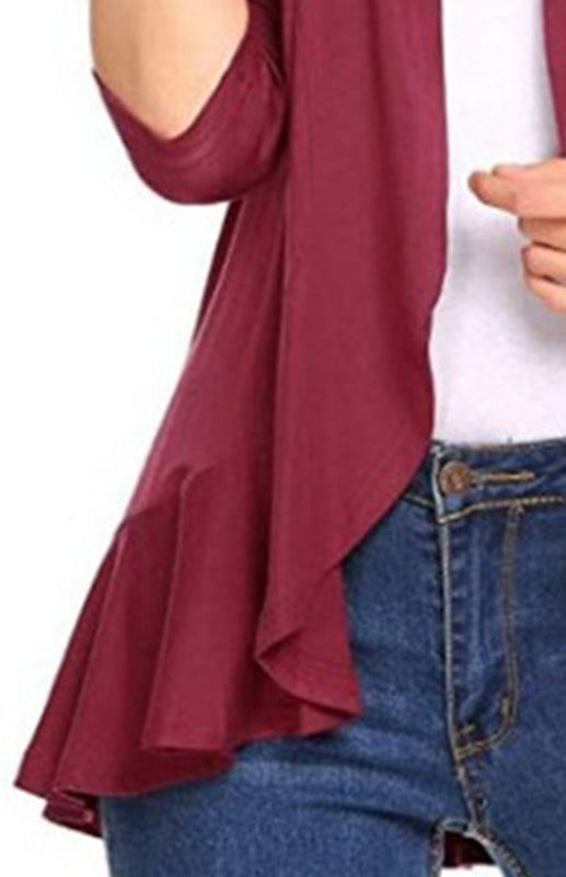 Ladies Casual Fashion Solid Color Cardigan Top