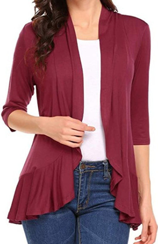 Ladies Casual Fashion Solid Color Cardigan Top