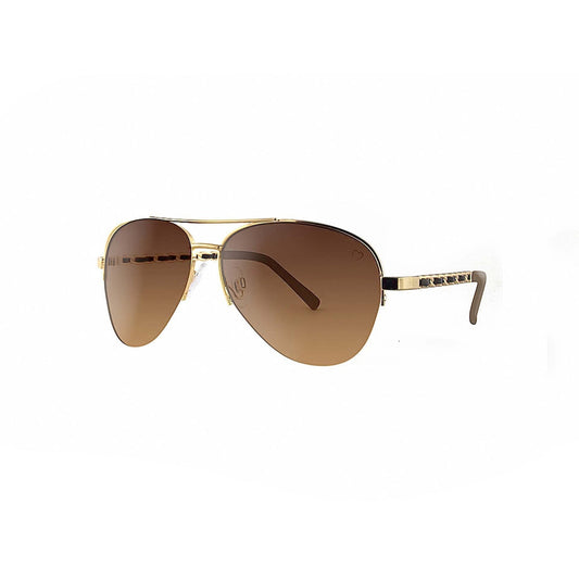 Ruby Rocks - Metal 'New York' Aviator With Fabric Braid Detail Temple in Gold