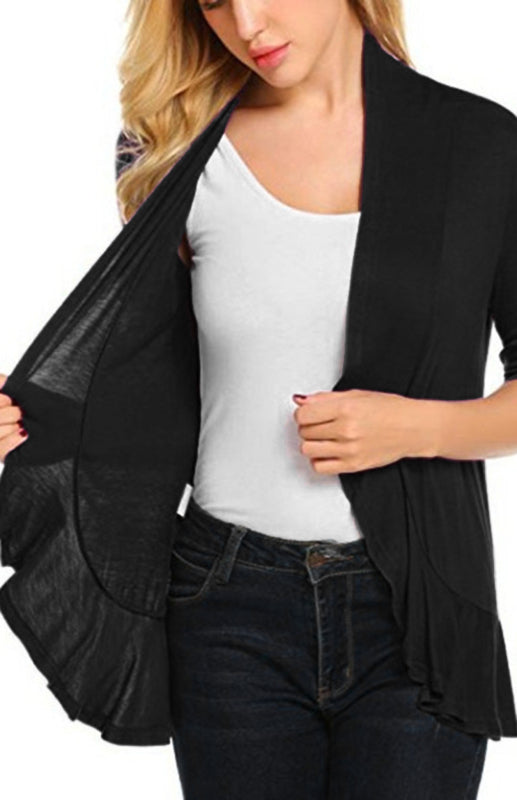 Ladies Casual Fashion Solid Color Cardigan Top