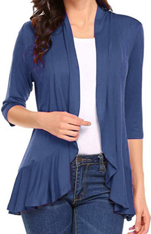 Ladies Casual Fashion Solid Color Cardigan Top