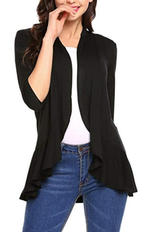 Ladies Casual Fashion Solid Color Cardigan Top