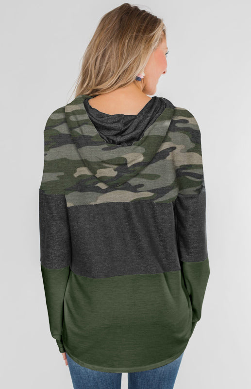 Women's Loose Striped Contrast Long Sleeve Pullover Hoodie