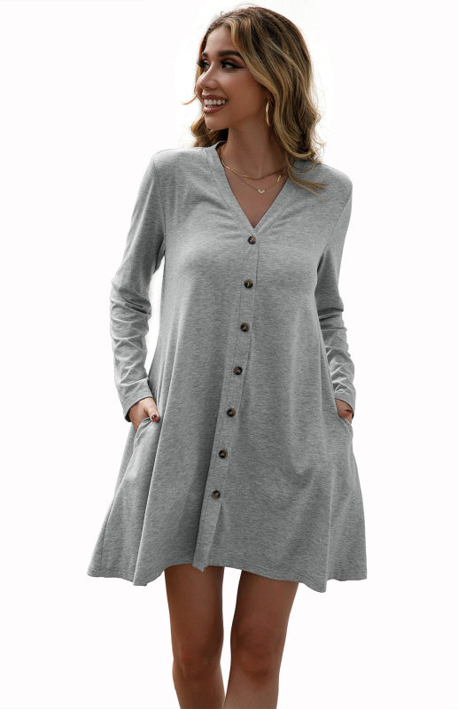V-Neck Button Placket Knitted Cardigan