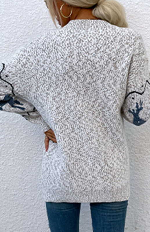 Autumn And Winter Sweaters Single-Breasted Santa Deer Cardigan Sweater Woman