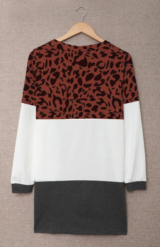 Leopard Print Patchwork Knit Cardigan