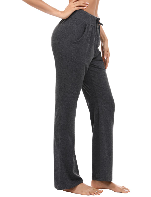 Women's
 Wide Waist Pocket Adjustable Modal Straight Fit Yoga Pants