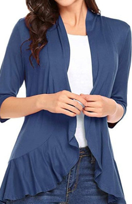 Ladies Casual Fashion Solid Color Cardigan Top