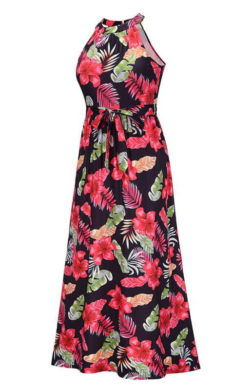Women's Vintage Halterneck Print Beach Dress