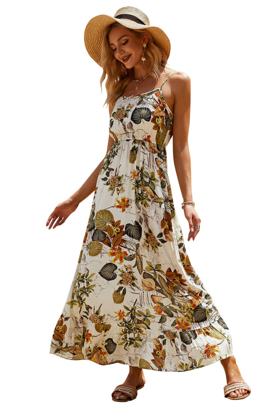 Women's Resort Style Skirt Women's Fashion Print Sling Dress