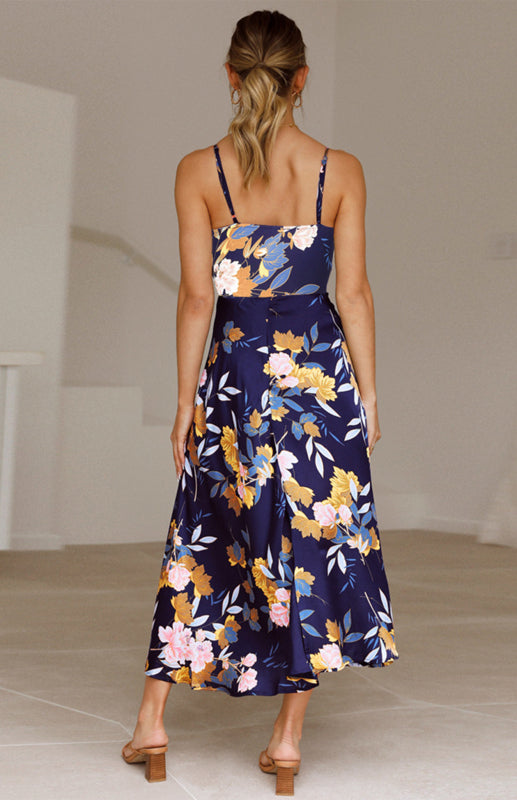 Floral Sling Slim Print Long Dress
