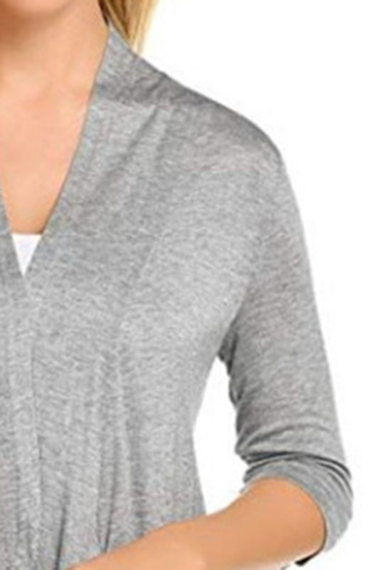 Ladies Casual Fashion Solid Color Cardigan Top