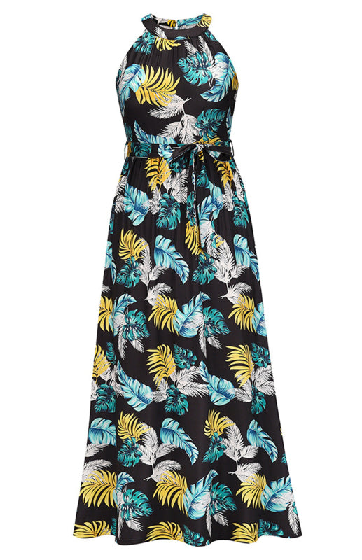 Women's Vintage Halterneck Print Beach Dress