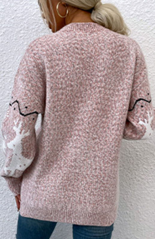 Autumn And Winter Sweaters Single-Breasted Santa Deer Cardigan Sweater Woman