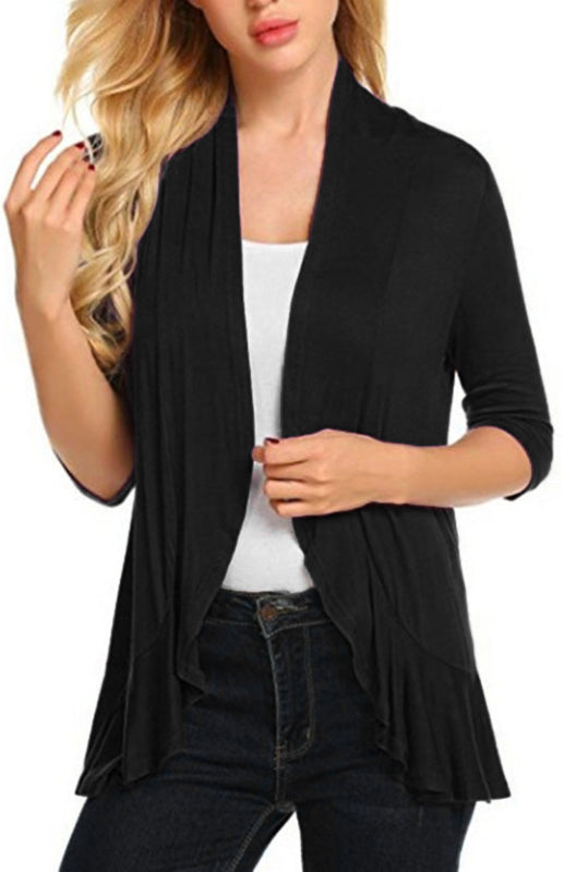 Ladies Casual Fashion Solid Color Cardigan Top