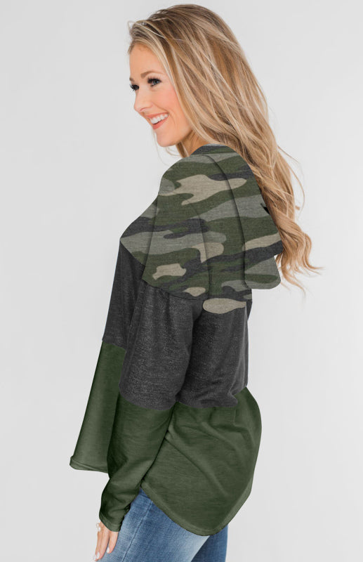 Women's Loose Striped Contrast Long Sleeve Pullover Hoodie