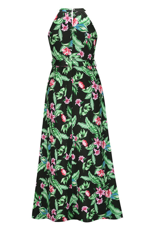 Women's Vintage Halterneck Print Beach Dress