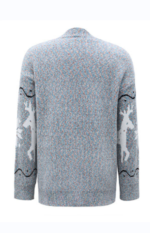 Autumn And Winter Sweaters Single-Breasted Santa Deer Cardigan Sweater Woman