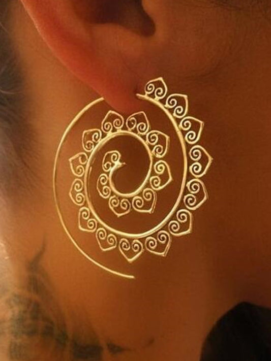 Earrings - Swirl Gear Heart Shape Vintage Ear Jewellery