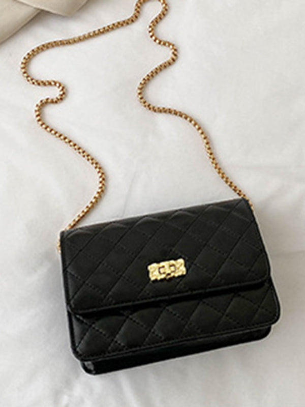 Chain one-shoulder bag pearlescent rhombic embroidery thread crossbody small square bag